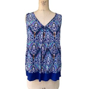 Daniel Rainn Women's Blue Patterned Tank Top Blouse L
